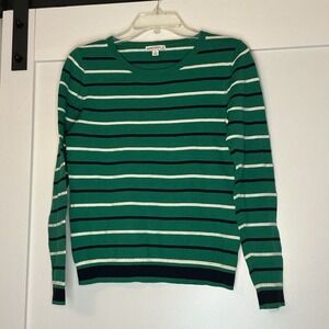 J Crew Mercantile Green Striped Pullover Sweater‎ cotton Women's Small Preppy